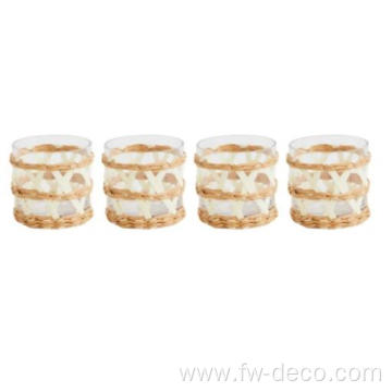 rattan plaited decorative Glasses with Wrapped Hurricane